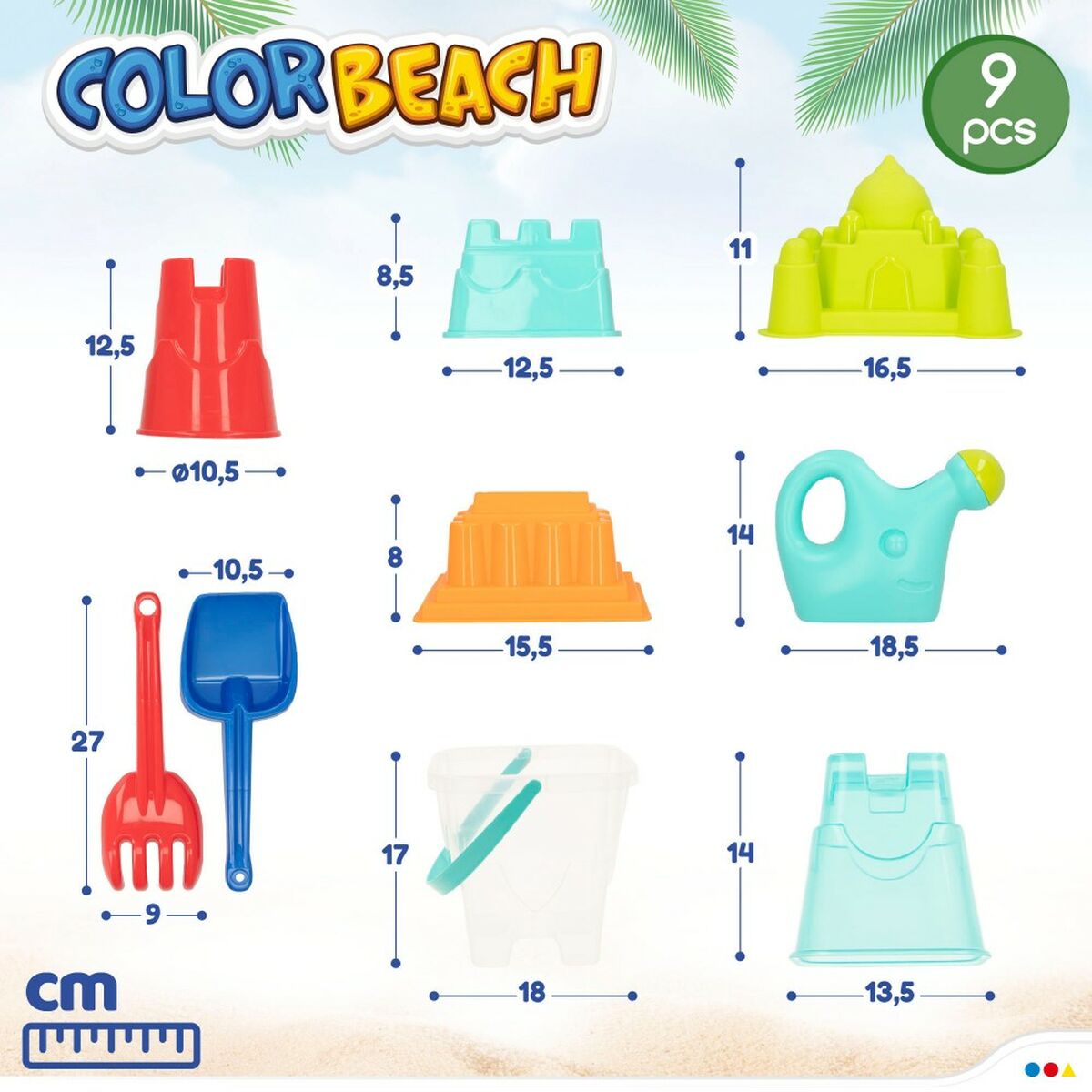 Beach toys set Colorbaby polypropylene (12 Units) - Little Baby Shop