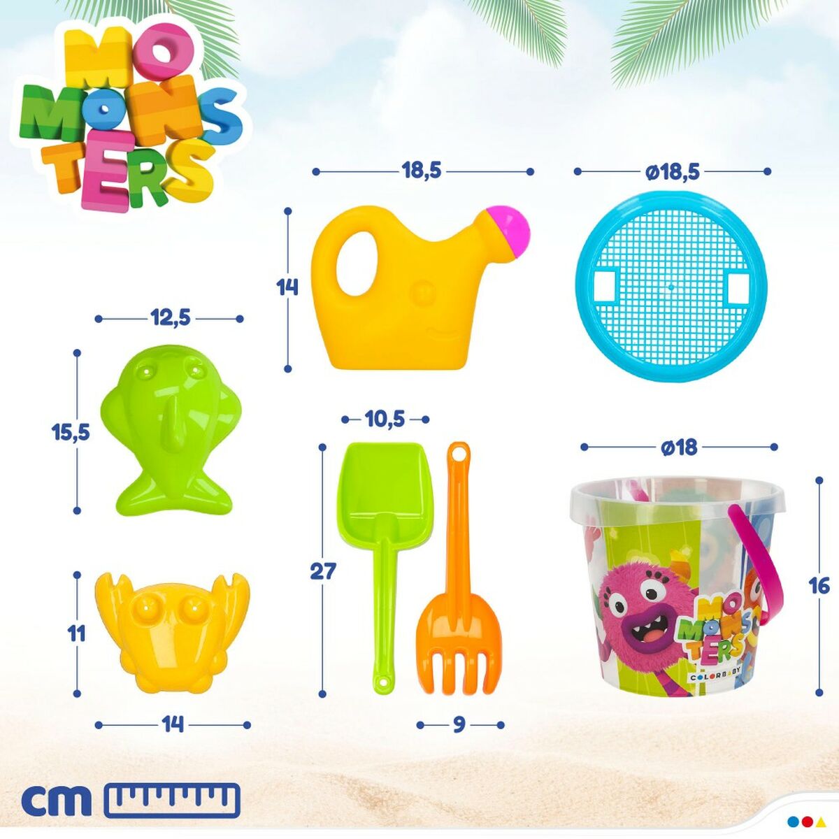 Beach toys set Momonsters (12 Units) - Little Baby Shop