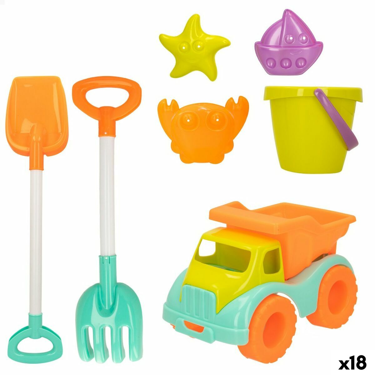 Beach toys set Colorbaby 7 Pieces Lorry (18 Units) - Little Baby Shop