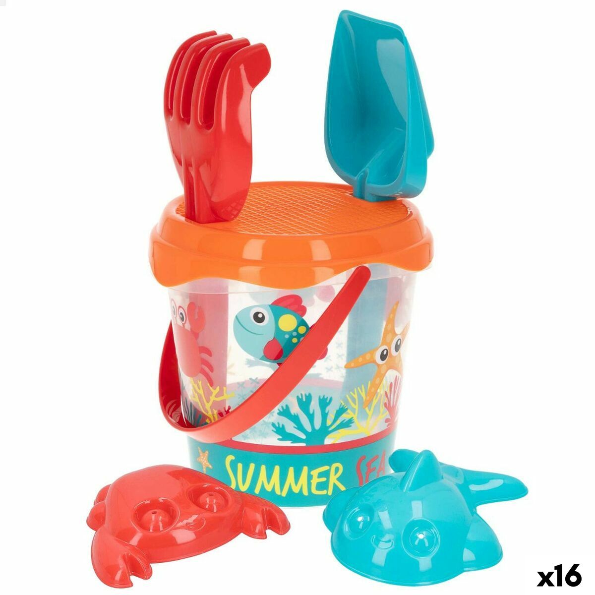 Beach toys set Colorbaby Summer Sea Ø 18 cm polypropylene (16 Units) - Little Baby Shop