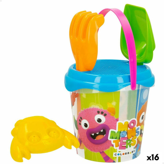 Beach toys set Momonsters Ø 18 cm (16 Units) - Little Baby Shop