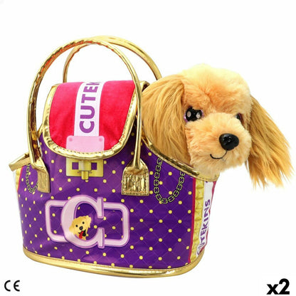 Fluffy toy Funville Cutekins Bag Dog 25 x 20 x 13 cm (2 Units) - Little Baby Shop