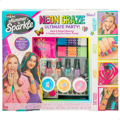 Beauty Kit Cra-Z-Art Ultimate Party Children's Neon Nails Hair Body 4 Units - Little Baby Shop