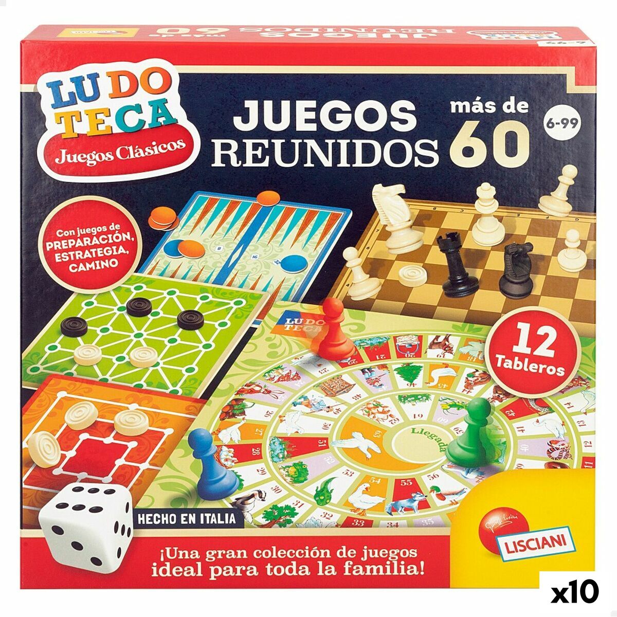 Board game Lisciani Juegos reunidos ES 26 x 1 x 26 cm (10 Units) - Little Baby Shop