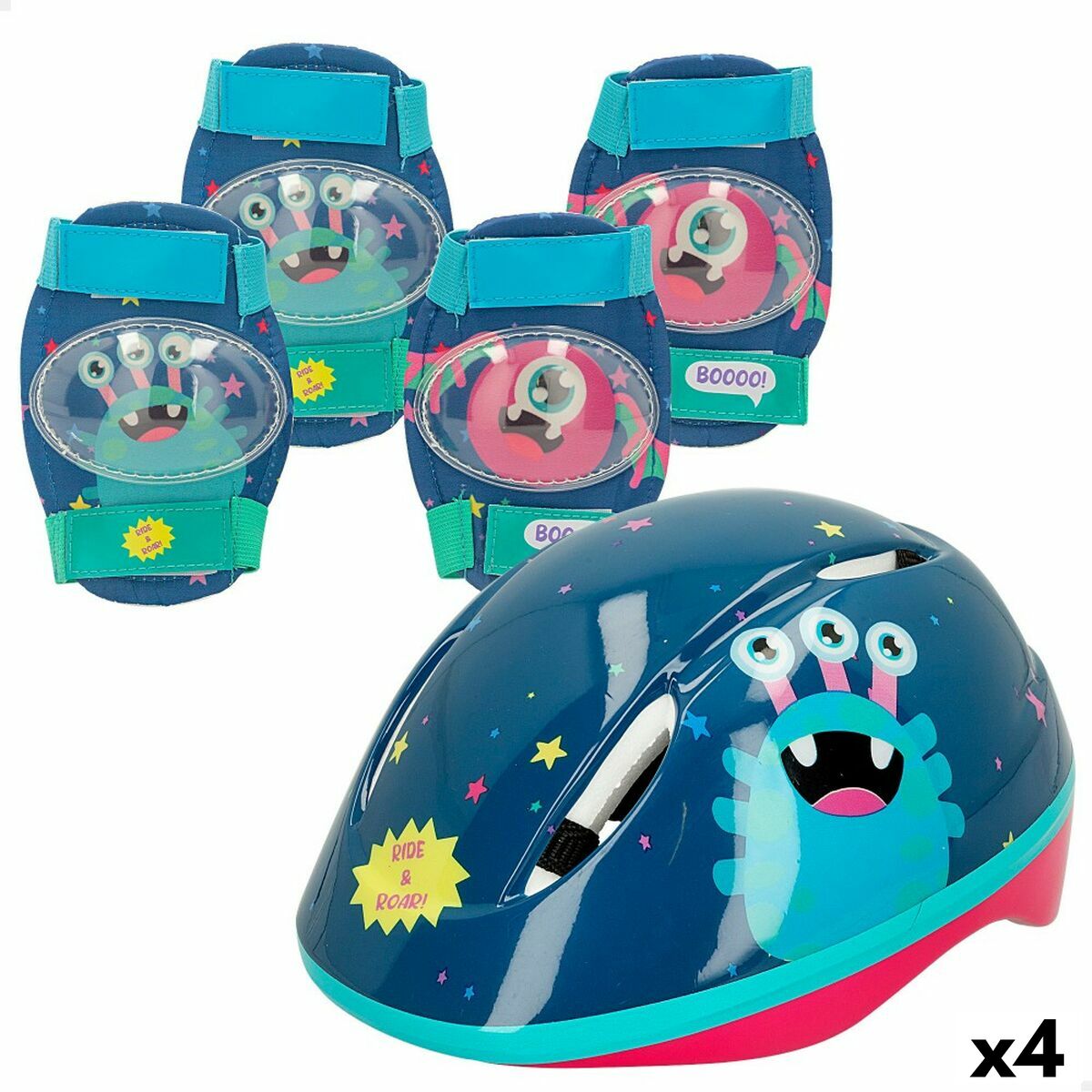 Set of helmets and knee pads Colorbaby Monster (4 Units) - Little Baby Shop