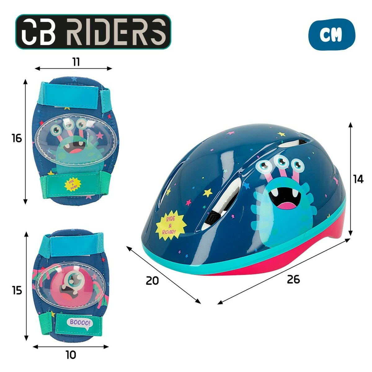 Set of helmets and knee pads Colorbaby Monster (4 Units) - Little Baby Shop